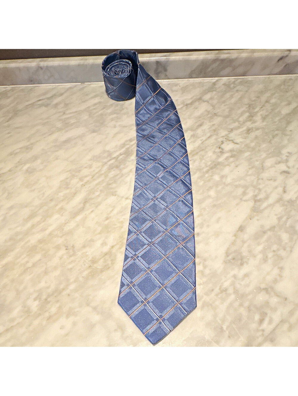 Robert Talbott Men's Plaid Check Tie Blue Orange White MPN 173V974-09
